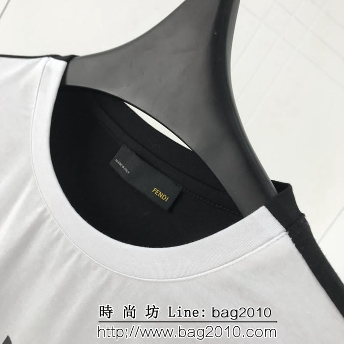 FENDI芬迪 走秀款 官網同步 19春夏FF系列 前後拼色新款短袖 男女同款 ydi1377